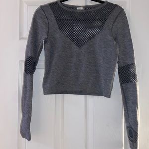 Gray Long Sleeve Workout Crop Top